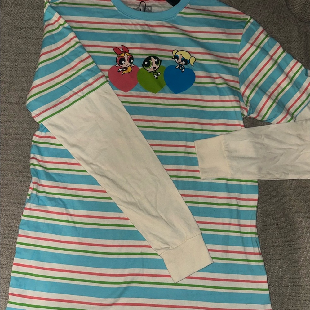 Cartoon Network Powerpuff Girls Striped Shirt - Blue, Green, Red